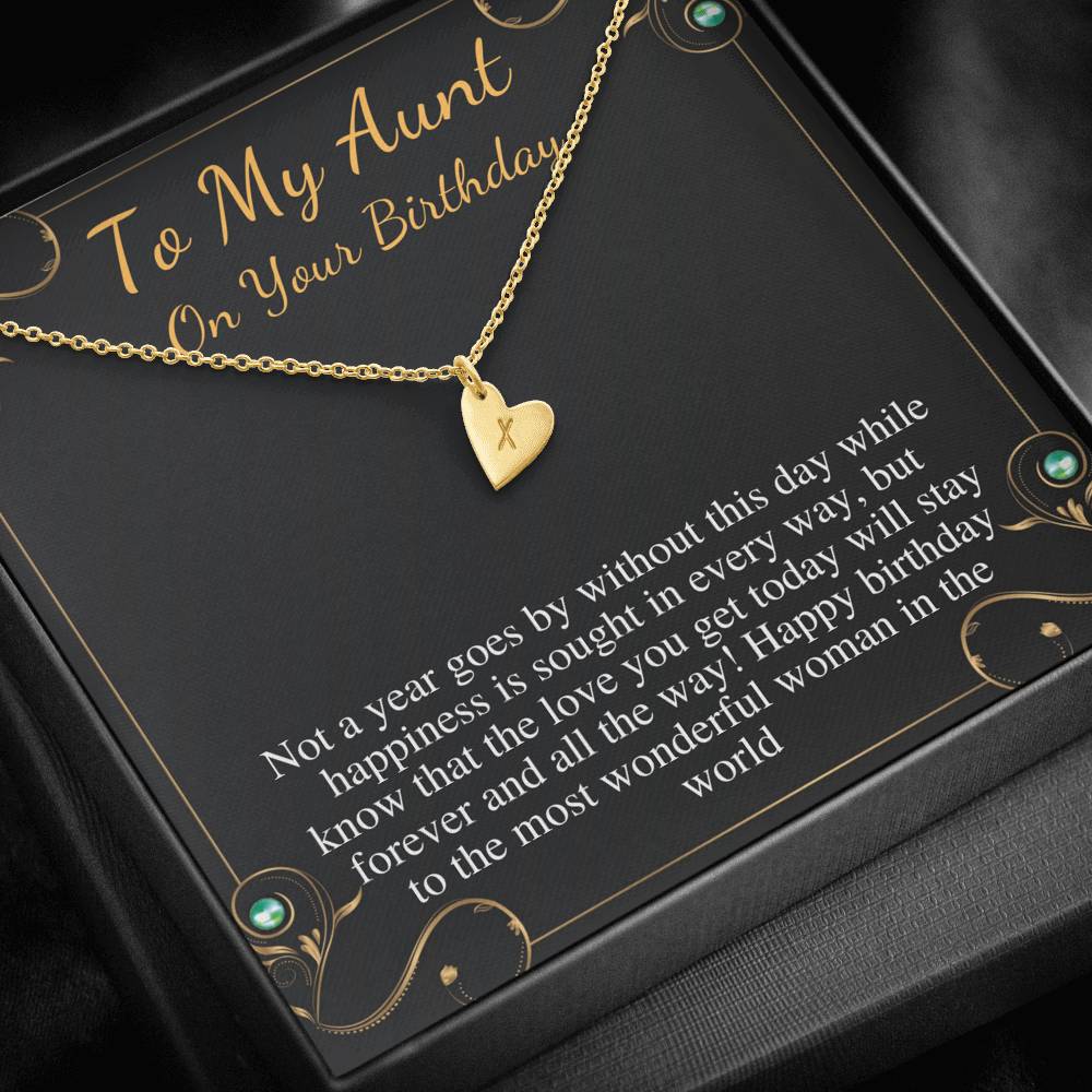 Aunt Birthday Gift, Aunt Birthday Necklace, Aunt Necklace or Bracelet, Happy Birthday Aunt, Message Card Quote, Birthday Initial Heart #0713