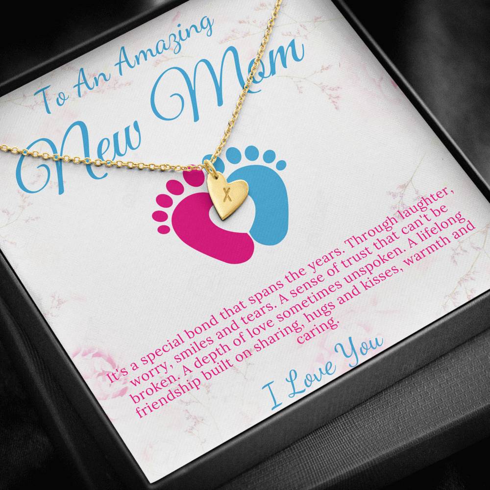 First Time Mom Gifts For Baby Shower, First Time Mommy, New Mom Necklace, Expecting Baby Gift, Baby Name Necklace Initial Heart #0209