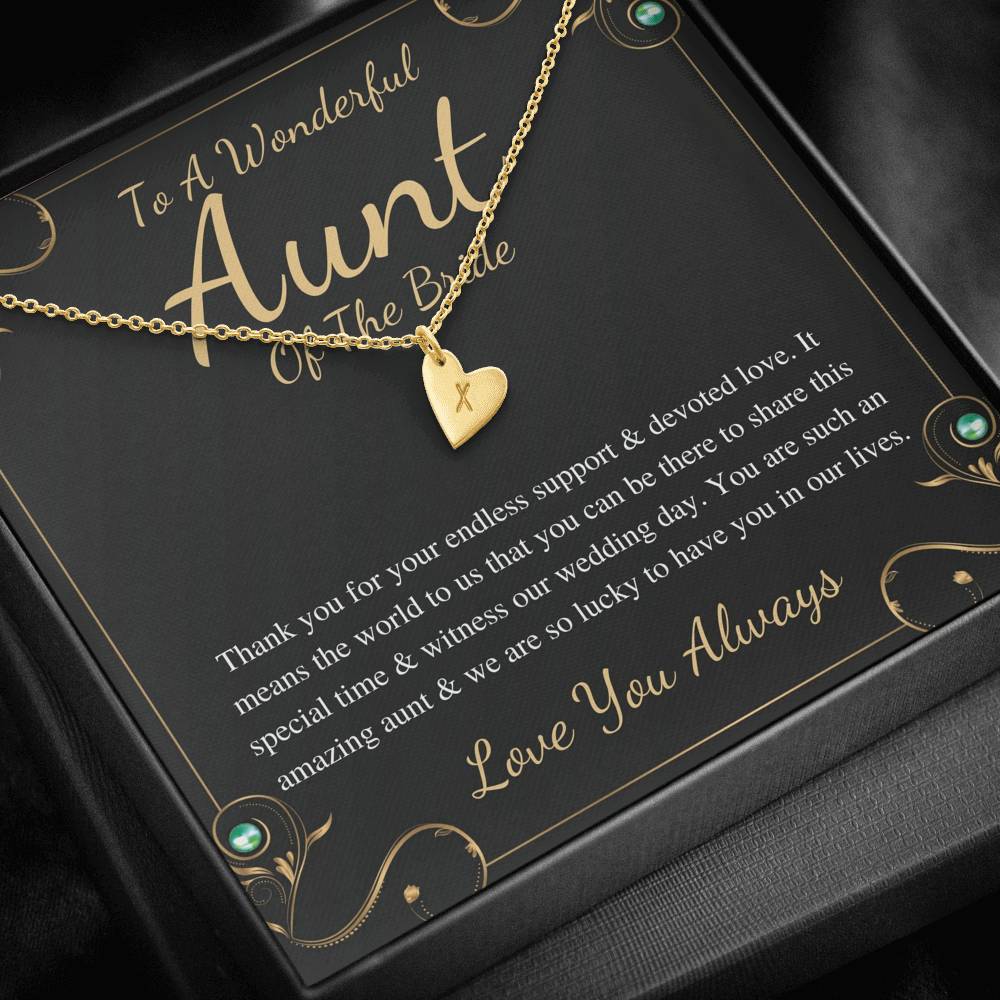 Initial Heart, Aunt Of The Bride Necklace Gift Wedding Gift Fraom Bride And Groom Bridal Party Thank You Gift Aunt Wedding Jewelry #0161