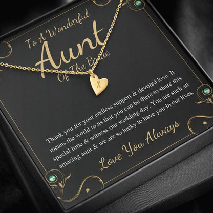 Initial Heart, Aunt Of The Bride Necklace Gift Wedding Gift Fraom Bride And Groom Bridal Party Thank You Gift Aunt Wedding Jewelry #0161