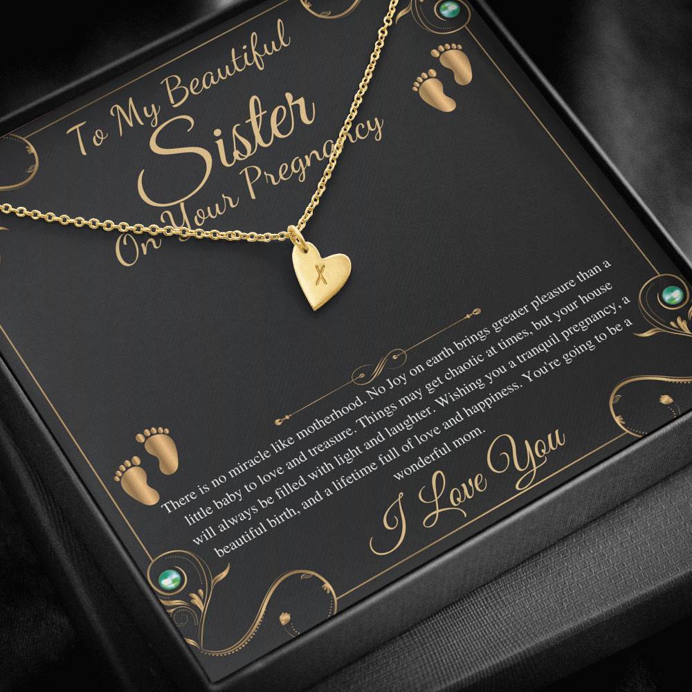 Pregnant Sister Gift For First Time Mom Gift, Pregnancy Necklace For Big Sister Reveal, Congratulations Pregnancy Gift,Initial Heart #0192 new
