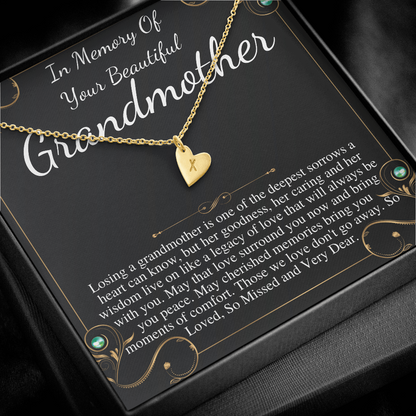 Loss of Grandmother, Loss of Grandma Necklace, In Memory of Grandma Gift, Memorial Gifts for Loss of Grandmother, Initial Heart #0250 SD