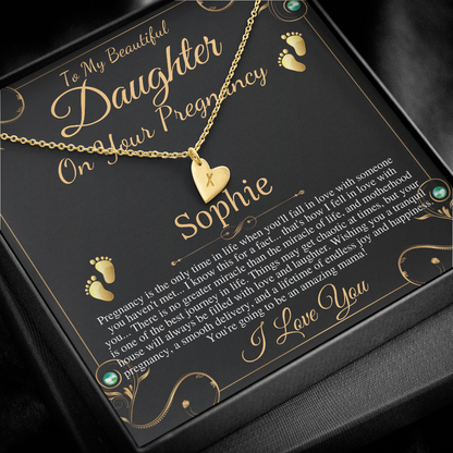 Pregnant Daughter Gift From Mother, First Time Mom Gift For Daughter, Congratulations Pregnancy Gift, New Mom Necklace, Initial Heart #0210 big font