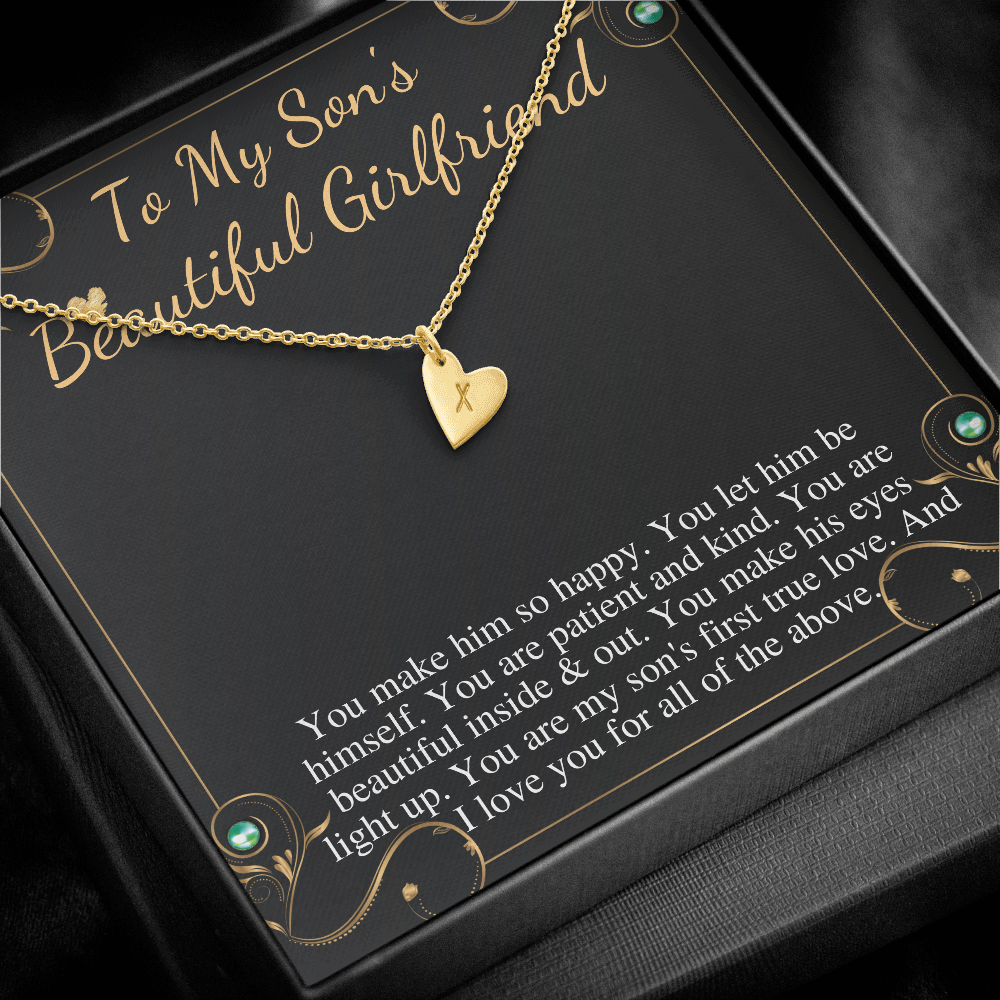 Son's Girlfriend's Birthday Gift, Necklace For Son's Girlfriend, Bday Gift For Son's Girlfriend, Bonus Daughter,From Dad Initial Heart #0531 new
