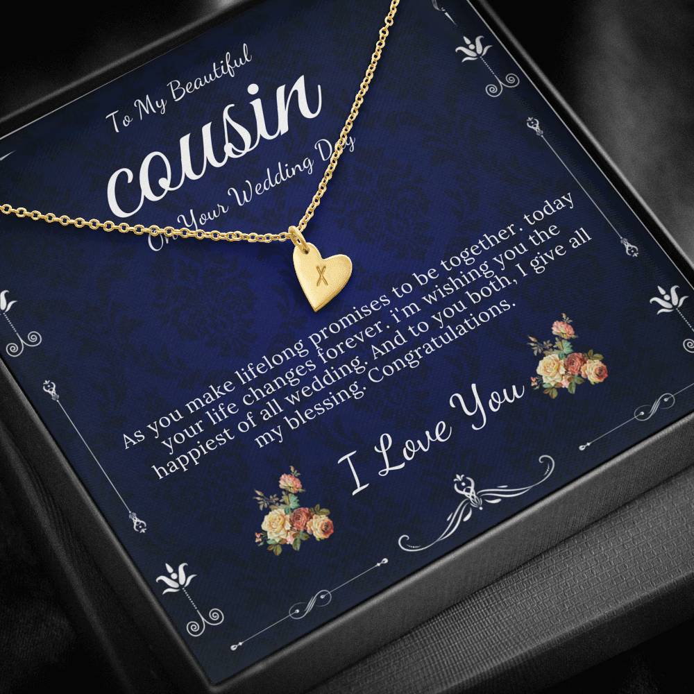 Initial Heart Gift For Cousin Wedding Gift For My Cousin Gift For Cousin Wedding Day Bride Gift From Cousin Necklace Bride necklace  #0112