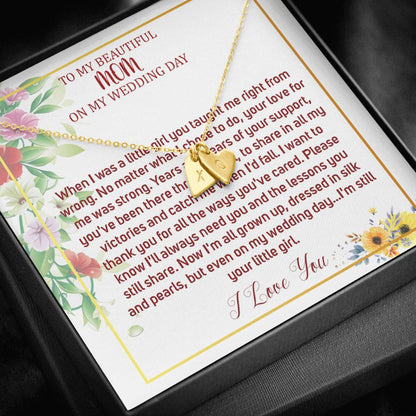 Initial Heart Necklace To My Mom On My Wedding Day Mother Of The Bride Necklace From Bride Gift From Bride To Mother Gift From Bride #0035