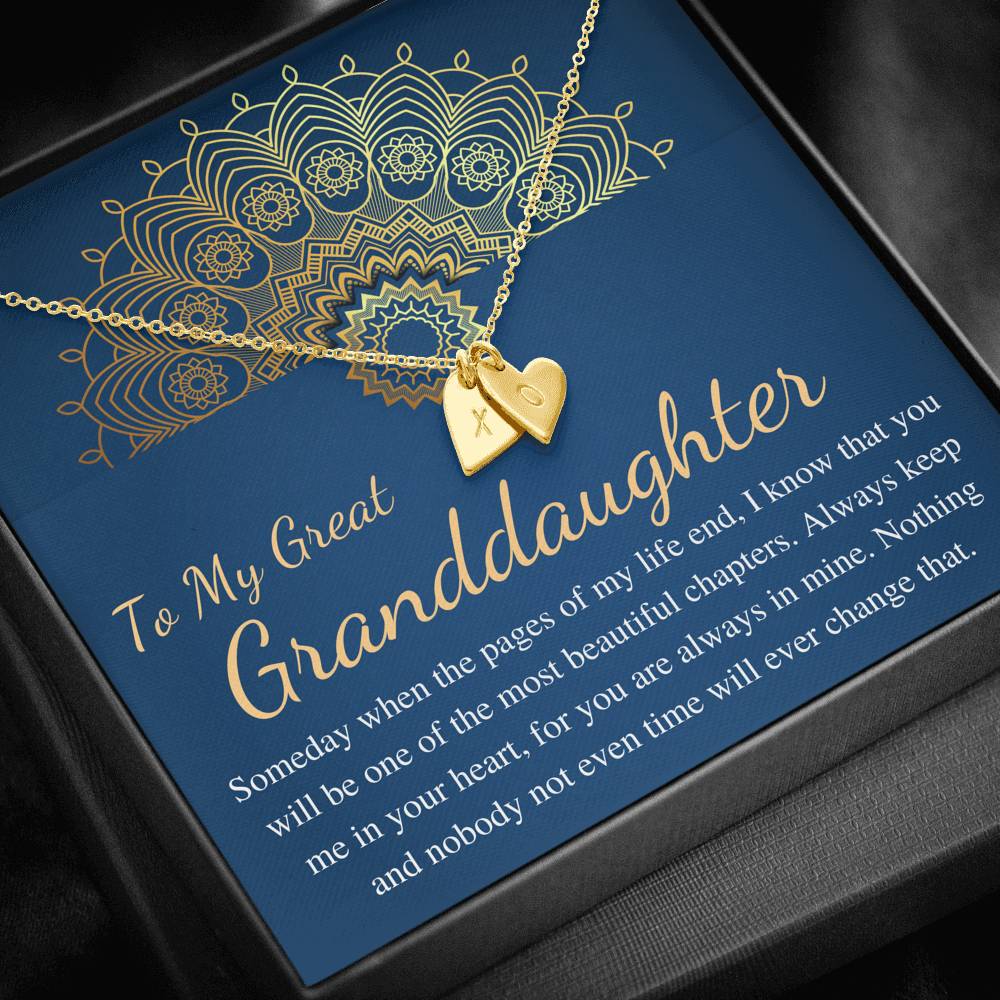 To My Great Granddaughter Gift For Great Granddaughter Birthday Necklace From Great Grandma/Great Grandpa,Christmas Gift Initial Heart #0525