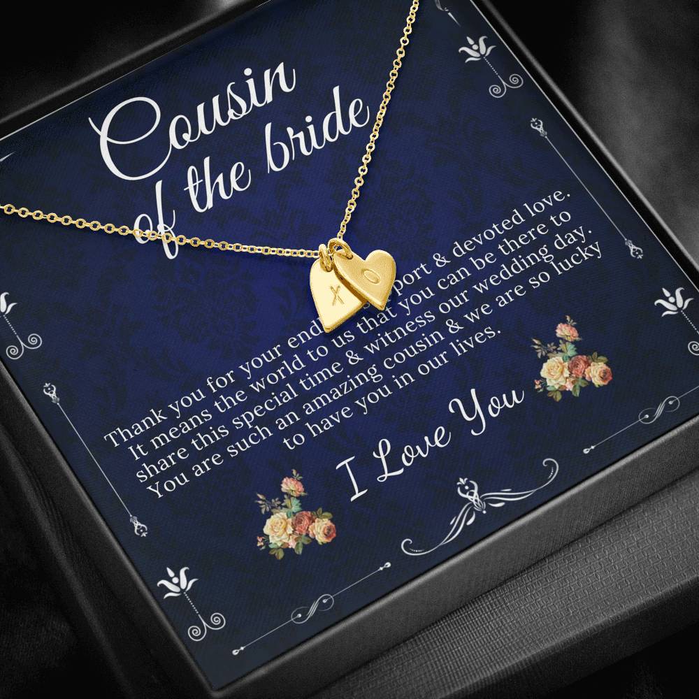 Initial Heart, Necklace Wedding Gift From Bride And Groom, Cousin Wedding Jewelry Gift, Gift For Cousin On Our Wedding Day From Groom #0145