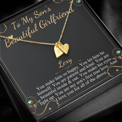 Son's Girlfriend's Birthday Gift, Necklace For Son's Girlfriend, Bday Gift For Son's Girlfriend, Bonus Daughter,From Dad Initial Heart #0531 Lexy