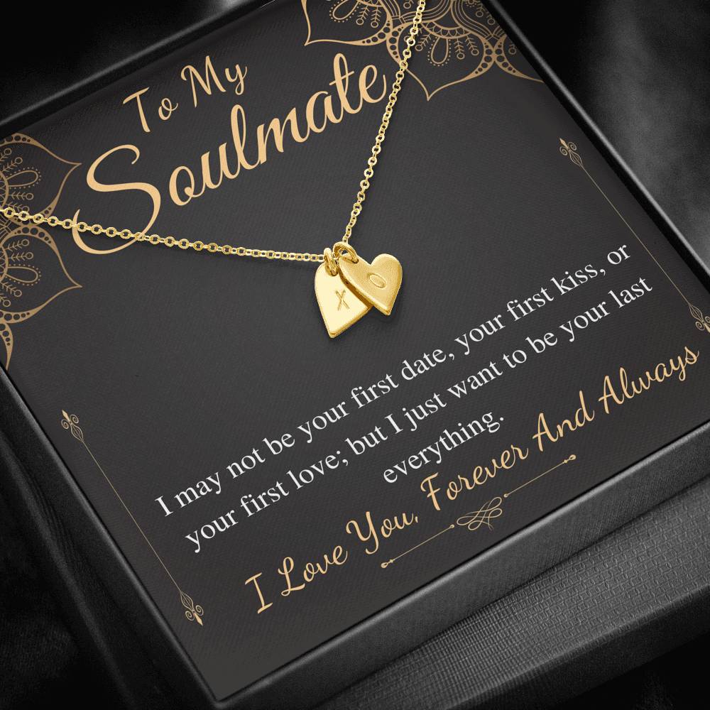 Soulmate Necklace Gift For Wife, To My Soulmate Necklace, Birthday Gifts For Wife/Girlfriend, Soulmate Christmas Gift, Initial Heart #0629