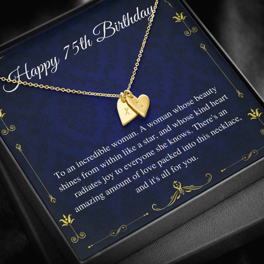 75th Birthday For Her Gift, 75th Birthday Gift For Her, Seventy Fifth Birthday Gift For Women Friend, 75th Birthday Gift,Initial Heart #0665
