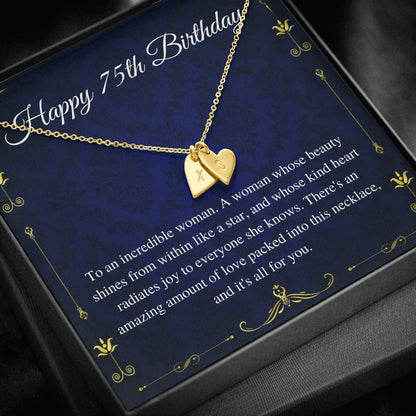 75th Birthday For Her Gift, 75th Birthday Gift For Her, Seventy Fifth Birthday Gift For Women Friend, 75th Birthday Gift,Initial Heart #0665