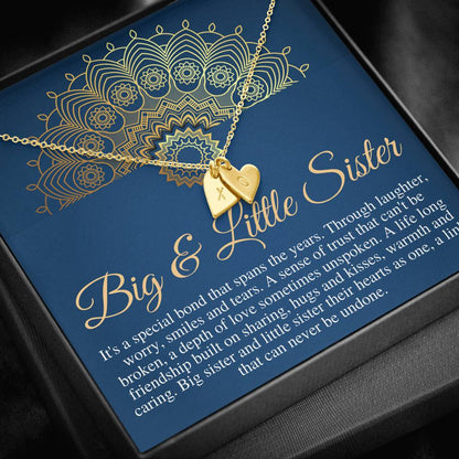 Big Sister & Little Sister Necklace, Big Sis Lil Sis Gift, Initial Heart name Necklace,Sister birthday Gift From Sister,Christmas Gift #0567