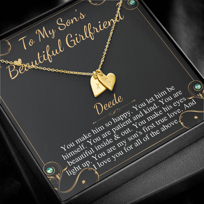 Son's Girlfriend's Birthday Gift, Necklace For Son's Girlfriend, Bday Gift For Son's Girlfriend, Bonus Daughter,From Dad Initial Heart #0531 Deede