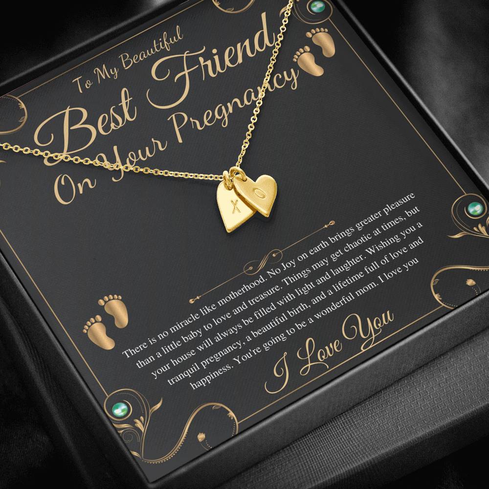 Best Friend Gift On Pregnancy, Pregnant Friend Gift For Best Friend Baby,Soon To Be Mom Gift, Friend Pregnancy Necklace, Initial Heart #0220