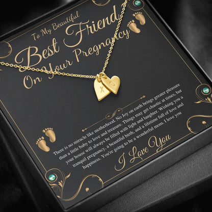 Best Friend Gift On Pregnancy, Pregnant Friend Gift For Best Friend Baby,Soon To Be Mom Gift, Friend Pregnancy Necklace, Initial Heart #0220