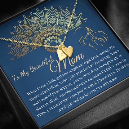 Personalized Gift To My Mom Necklace Birthday Valentines Gift to My Mother, To My Mom Necklace, Mom Birthday Card, Initial Heart #0488