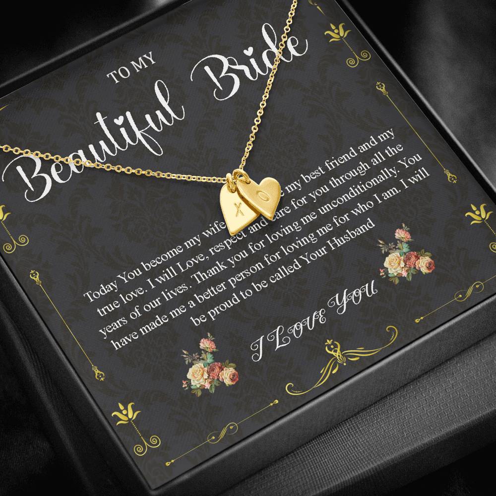 Initial Heart Necklace To My Bride Gift From Groom Wedding Day Gift For Bride From Groom From Groom To Future Wife Gift On Wedding Day #0052