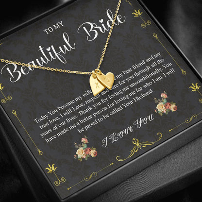 Initial Heart Necklace To My Bride Gift From Groom Wedding Day Gift For Bride From Groom From Groom To Future Wife Gift On Wedding Day #0052