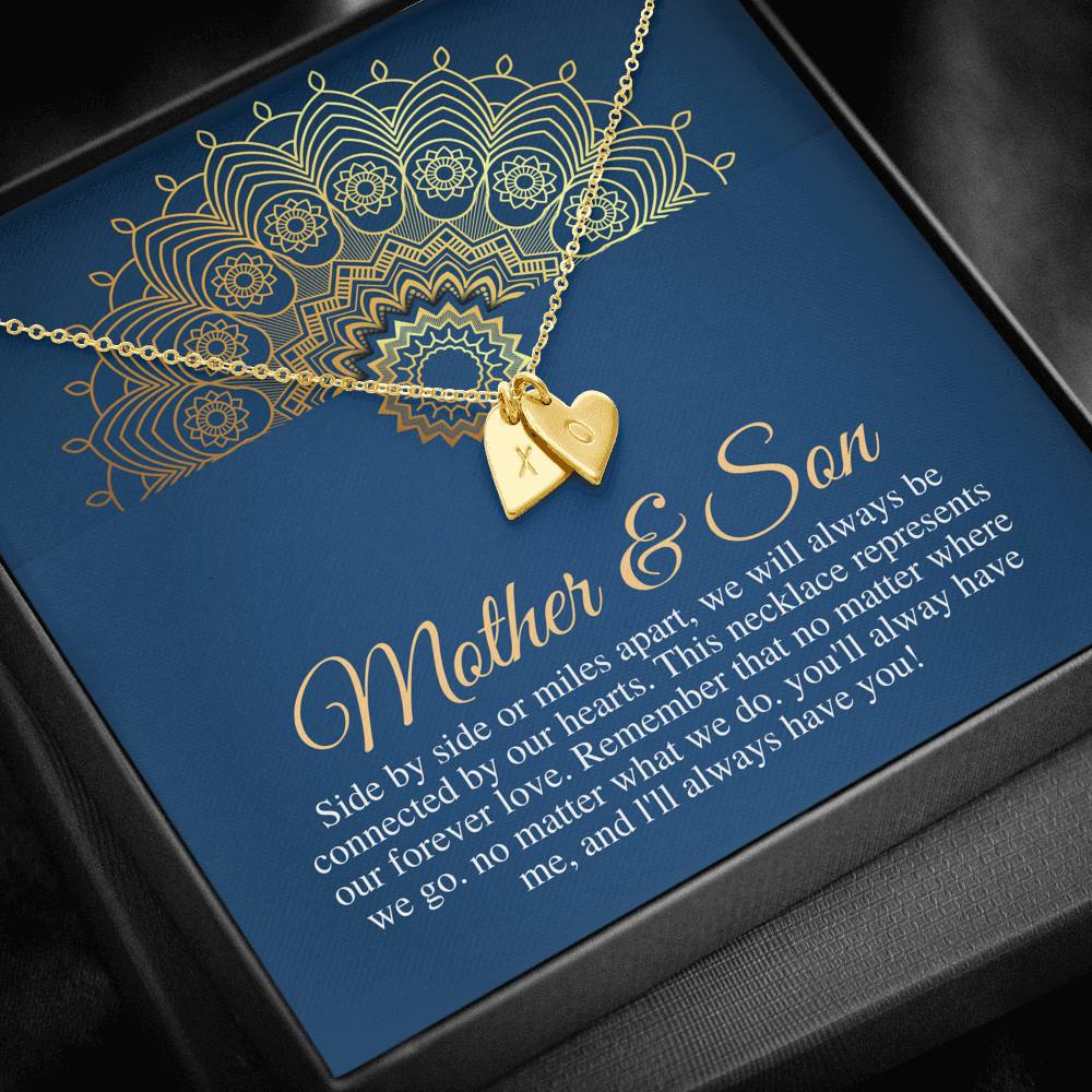 Gift for mom from Son - Mother Son necklace, Son gift to mom mothers day gift, Mom Birthday Gift, Thankyou mom necklace, Initial Heart #0483