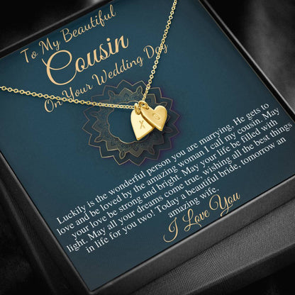 Wedding Gift For My Cousin, Cousin Wedding Day Gift, Bride Necklace Gift For Cousin, Cousin Gifts, Wedding Initial Jewelry From Cousin #0111