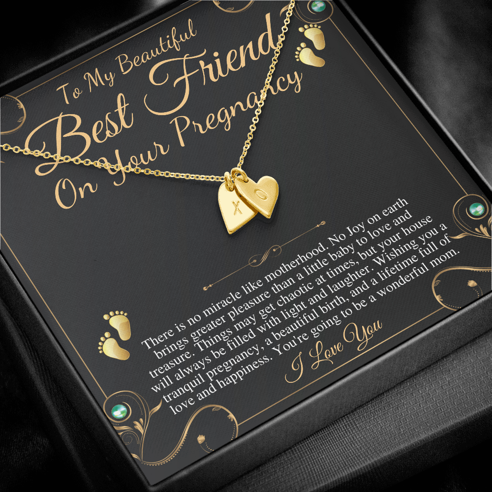 Best Friend Gift On Pregnancy, Pregnant Friend Gift For Best Friend Baby,Soon To Be Mom Gift, Friend Pregnancy Necklace, Initial Heart #0220 big words