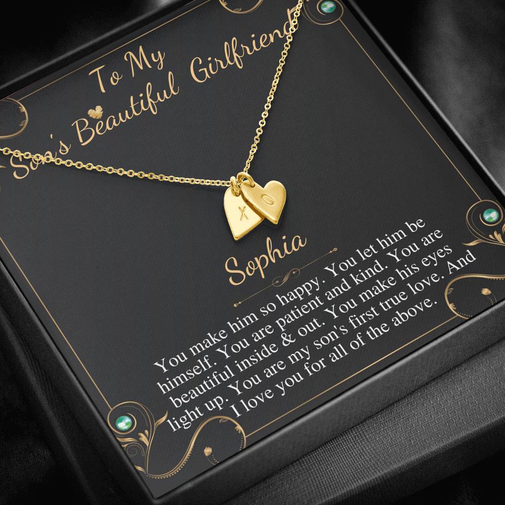 Son's Girlfriend's Birthday Gift, Necklace For Son's Girlfriend, Bday Gift For Son's Girlfriend, Bonus Daughter,From Dad Initial Heart #0531