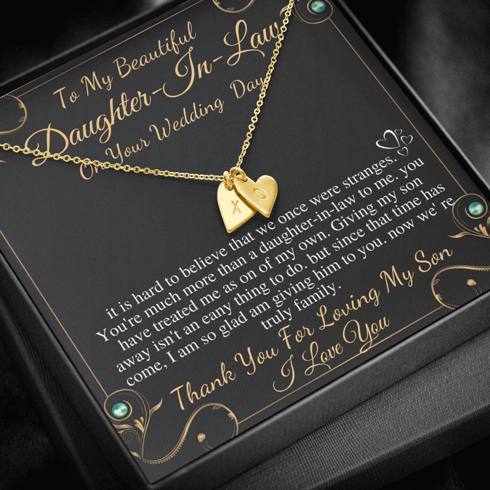 Daughter-In-Law Gift Necklace: Wedding Gift, Jewelry From Mother-In Law, Gift for Bride Initial Heart Necklace, Son's Future Wife Gift #0816