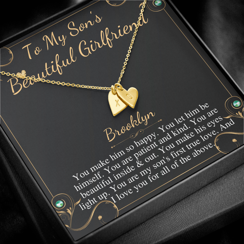 Son's Girlfriend's Birthday Gift, Necklace For Son's Girlfriend, Bday Gift For Son's Girlfriend, Bonus Daughter,From Dad Initial Heart #0531 brooklyn