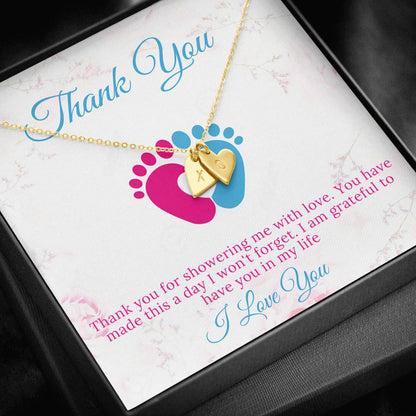 Baby Shower Hostess Gift, Baby Name Necklace, Baby Boy Shower Hostess Thank You Gift, Baby Girl Shower Host Gifts, Initial Heart #0221
