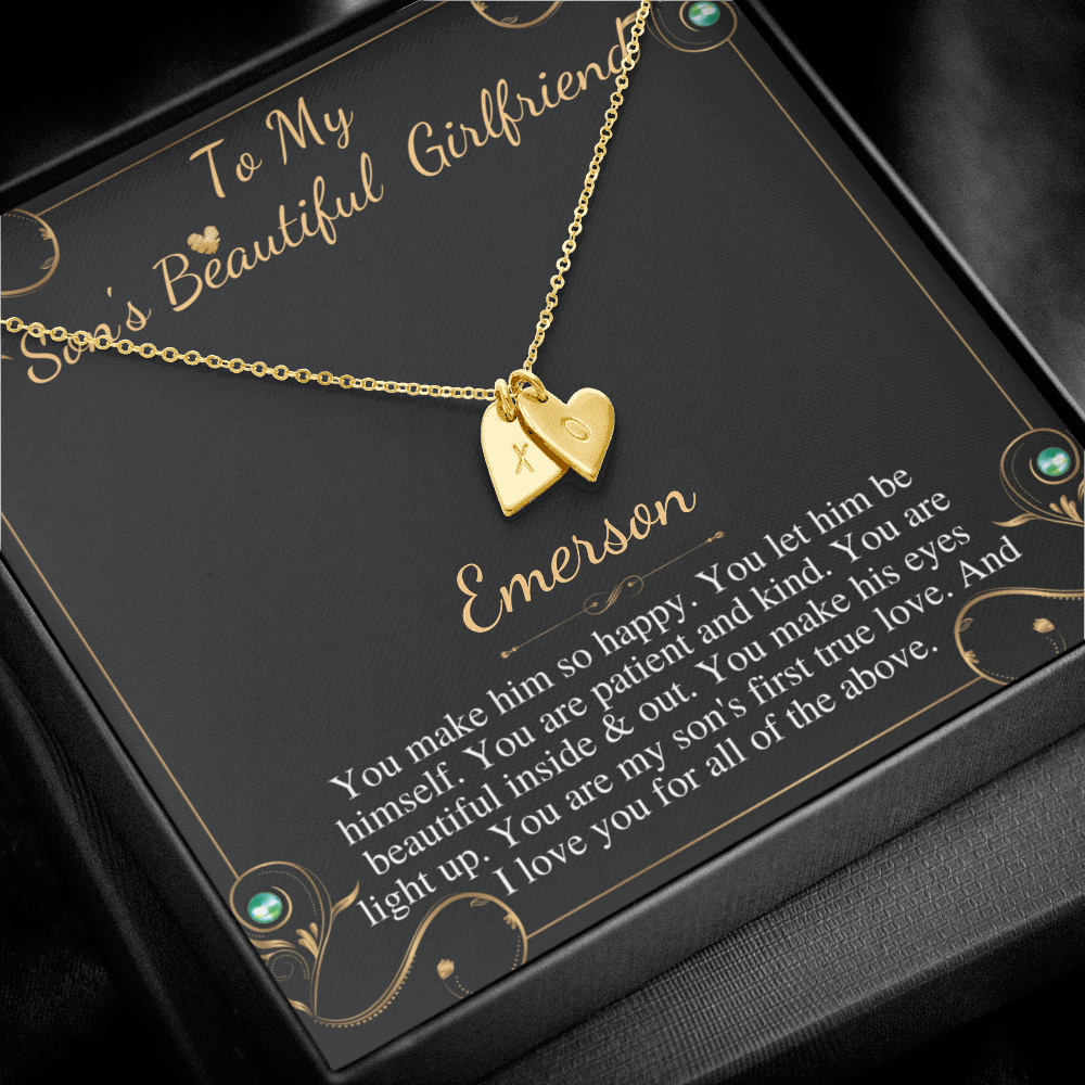 Son's Girlfriend's Birthday Gift, Necklace For Son's Girlfriend, Bday Gift For Son's Girlfriend, Bonus Daughter,From Dad Initial Heart #0531 emerson