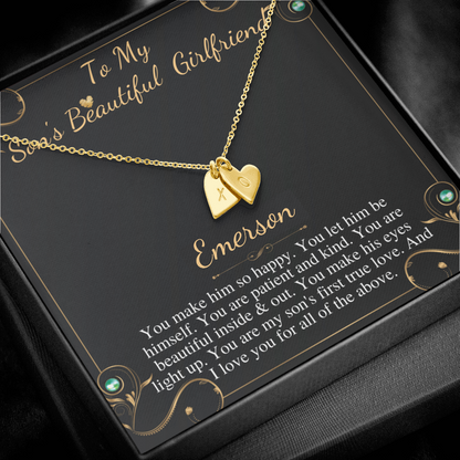 Son's Girlfriend's Birthday Gift, Necklace For Son's Girlfriend, Bday Gift For Son's Girlfriend, Bonus Daughter,From Dad Initial Heart #0531 emerson