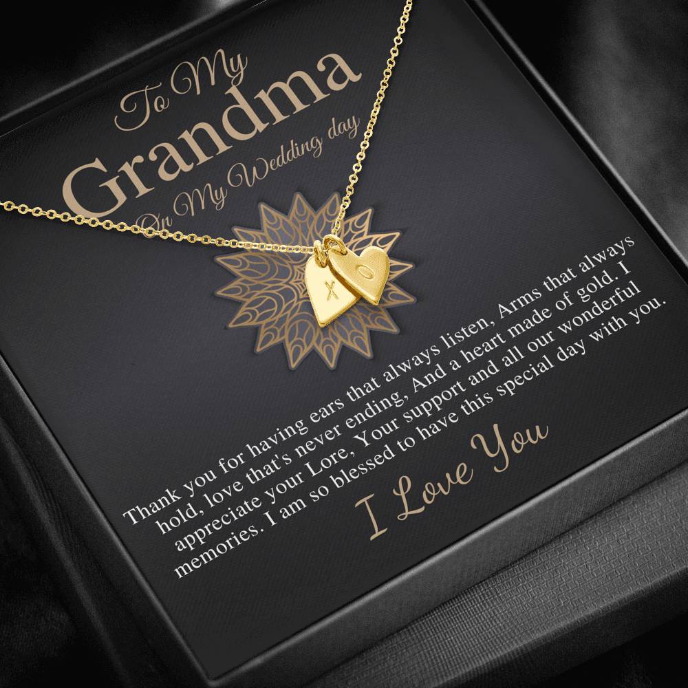 Initial Heart,Grandmother of the Groom Gift Necklace,Groom's Grandma Wedding Necklace,Thank You Gift For Grandma,Rehearsal Dinner Gift #0182