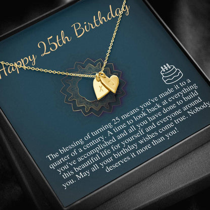25th Birthday Gift Necklace For Her: Twentyfifth Birthday Gift, Jewelry Gift For Her, 25th Birthday Necklace For Her,Initial Heart #0669