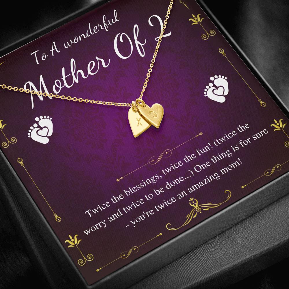 Second Time Mom Gift Birthstone Necklace for Mom Gift for Birth of 2nd Child, Baby Number 2 gift, Second Child, Twin Mama Twin Baby Gift000