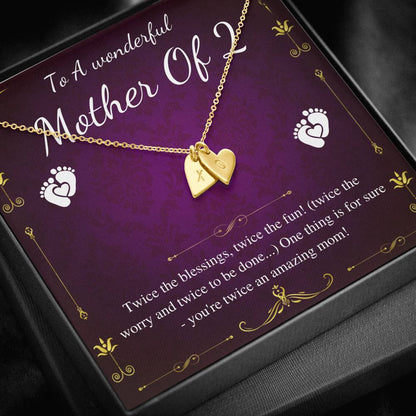 Second Time Mom Gift Birthstone Necklace for Mom Gift for Birth of 2nd Child, Baby Number 2 gift, Second Child, Twin Mama Twin Baby Gift000