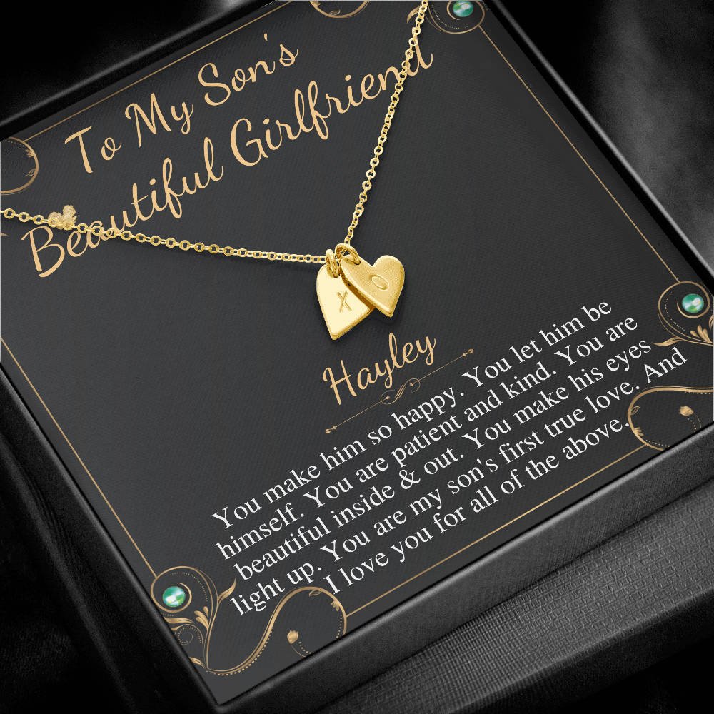 Son's Girlfriend's Birthday Gift, Necklace For Son's Girlfriend, Bday Gift For Son's Girlfriend, Bonus Daughter,From Dad Initial Heart #0531 hayley