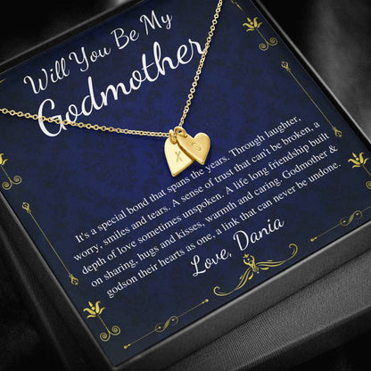 Godmother Proposal | Will You Be My Godmother | Gift for Godmother Necklace | From Godson | Godmother Necklace Godson | Initial Heart #0708