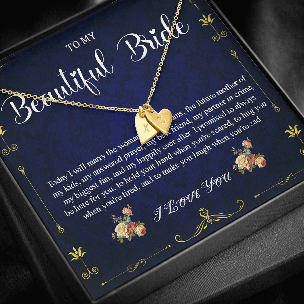 Initial Heart Necklace To My Bride Gift From Groom Wedding Day Gift For Bride From Groom From Groom To Future Wife Gift On Wedding Day #0051