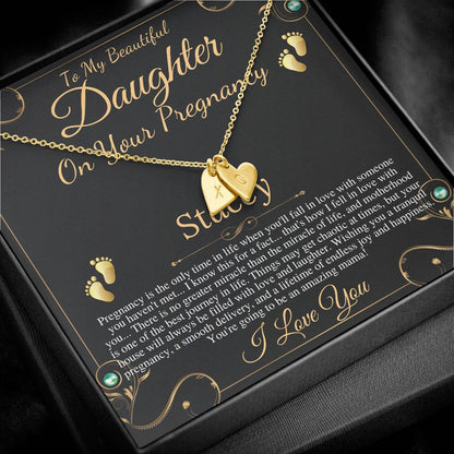 Pregnant Daughter Gift From Mother, First Time Mom Gift For Daughter, Congratulations Pregnancy Gift, New Mom Necklace, Initial Heart #0210 stacey