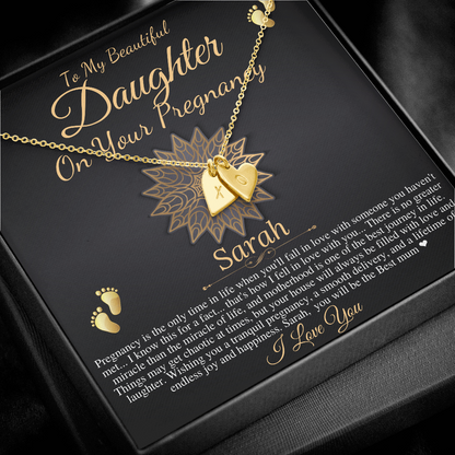 Pregnant Daughter Gift From Mother, First Time Mom Gift For Daughter, Congratulations Pregnancy Gift, New Mom Necklace, Initial Heart #0210 sarah