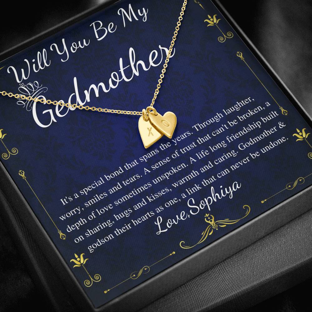 Godmother Proposal | Will You Be My Godmother | Gift for Godmother Necklace | From Godson | Godmother Necklace Godson | Initial Heart #0708 new