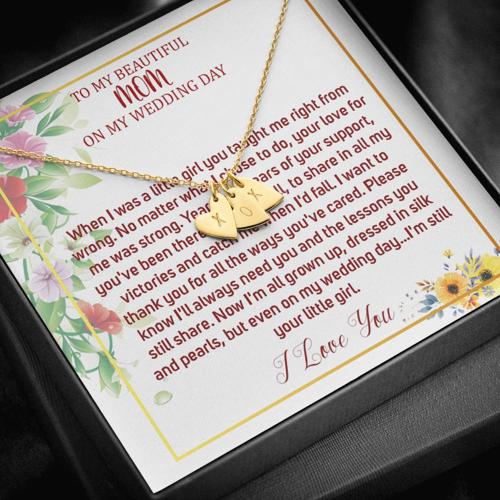 Initial Heart Necklace To My Mom On My Wedding Day Mother Of The Bride Necklace From Bride Gift From Bride To Mother Gift From Bride #0035