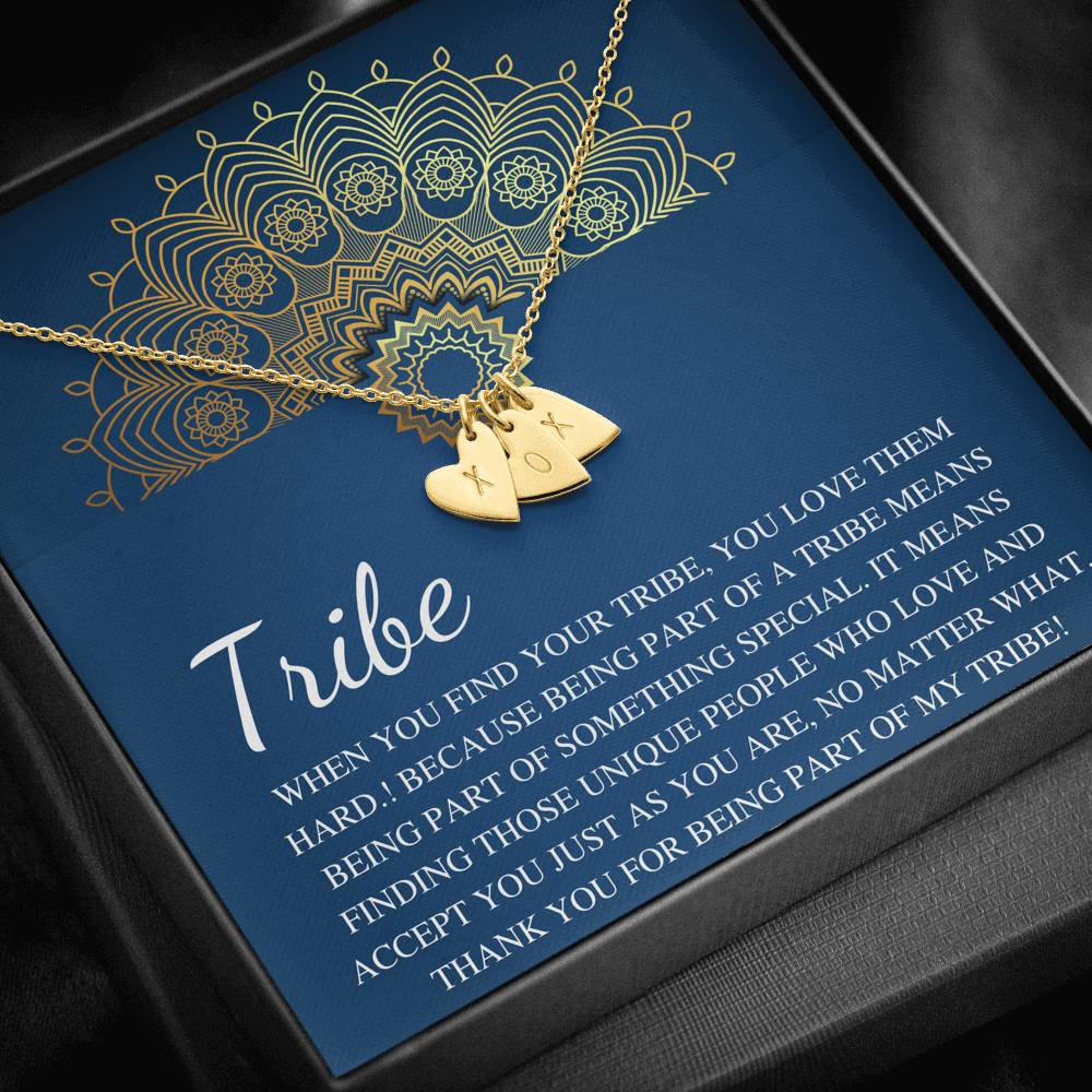 My Tribe Necklace, Best Friend Gift Celebrate Friendship Love My Bride Tribe Jewelry Tribal Necklace Sorority Sister, Initial Heart #0596