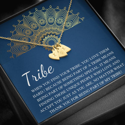 My Tribe Necklace, Best Friend Gift Celebrate Friendship Love My Bride Tribe Jewelry Tribal Necklace Sorority Sister, Initial Heart #0596
