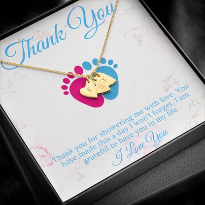 Baby Shower Hostess Gift, Baby Name Necklace, Baby Boy Shower Hostess Thank You Gift, Baby Girl Shower Host Gifts, Initial Heart #0201