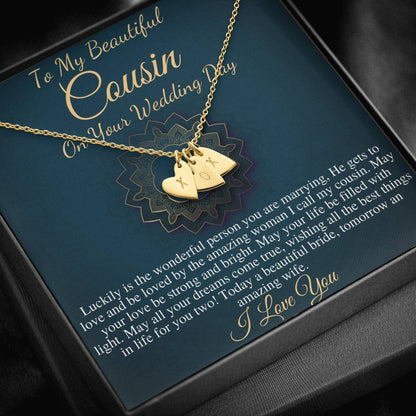 Wedding Gift For My Cousin, Cousin Wedding Day Gift, Bride Necklace Gift For Cousin, Cousin Gifts, Wedding Initial Jewelry From Cousin #0111