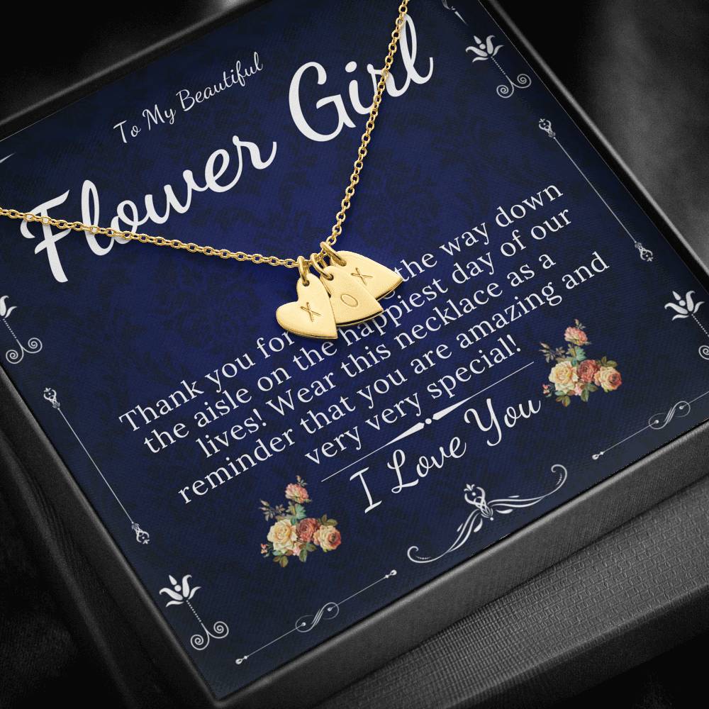 Initial Heart, Flower Girl Gift, Flower Girl Necklace, Be My Flower Girl Gift, Flower Girl Proposal, Junior Bridesmaid Wedding Gift #0149