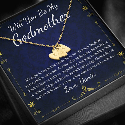 Godmother Proposal | Will You Be My Godmother | Gift for Godmother Necklace | From Godson | Godmother Necklace Godson | Initial Heart #0708
