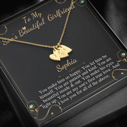 Son's Girlfriend's Birthday Gift, Necklace For Son's Girlfriend, Bday Gift For Son's Girlfriend, Bonus Daughter,From Dad Initial Heart #0531